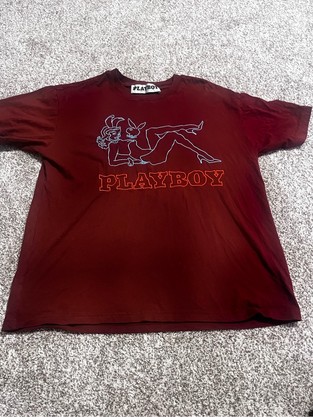Playboy by PacSun Burgundy Graphic Bunny T-Shirt Men’s Medium
